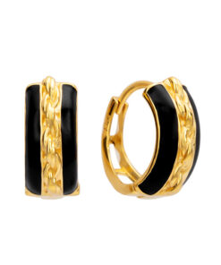 Earrings S925 sterling silver  Black and Gold Double Splicing