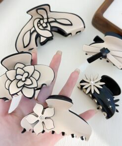 High-Contrast Black & White hair clips Bun clips Half-up clips claw clips high-performance acetate
